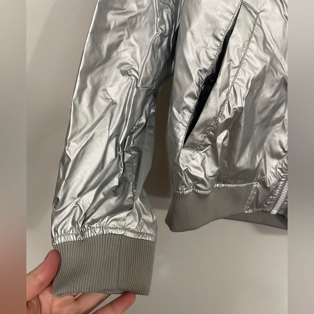 HUNTER X TARGET Silver Metallic Lined Windbreaker Bomber Jacket Unisex Small - Picture 4 of 14